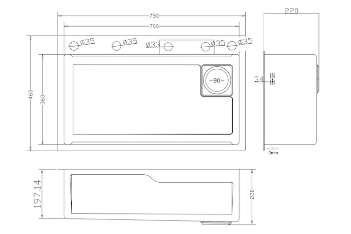 Размеры мойки ZORG MASTER ZM 7546 GRAFIT
