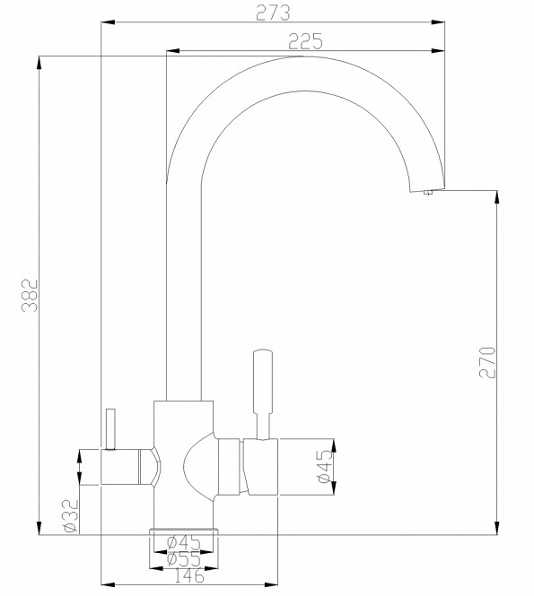 Zorg Комбинированный смеситель SH 713 INOX нерж. сталь