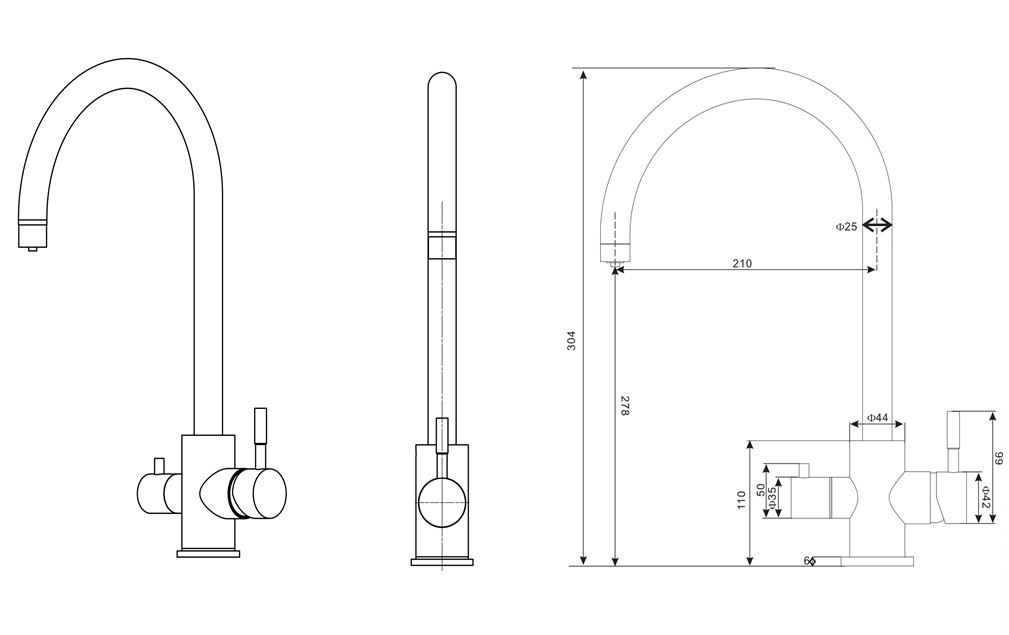 Размеры Гейзер смесителя Тугела (25693)