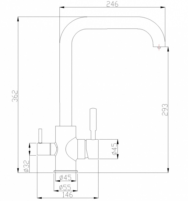 Zorg Комбинированный смеситель SH 715 INOX нерж. сталь