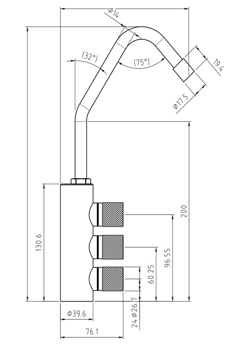 Размеры смесителя Ханлен (25686) нерж. сталь