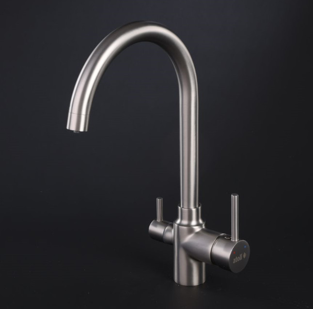 Atoll Комбинированный смеситель 2209-NP полуматовый никель